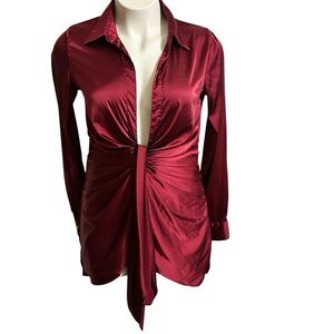 Fashion Nova Women's Red Satin dress